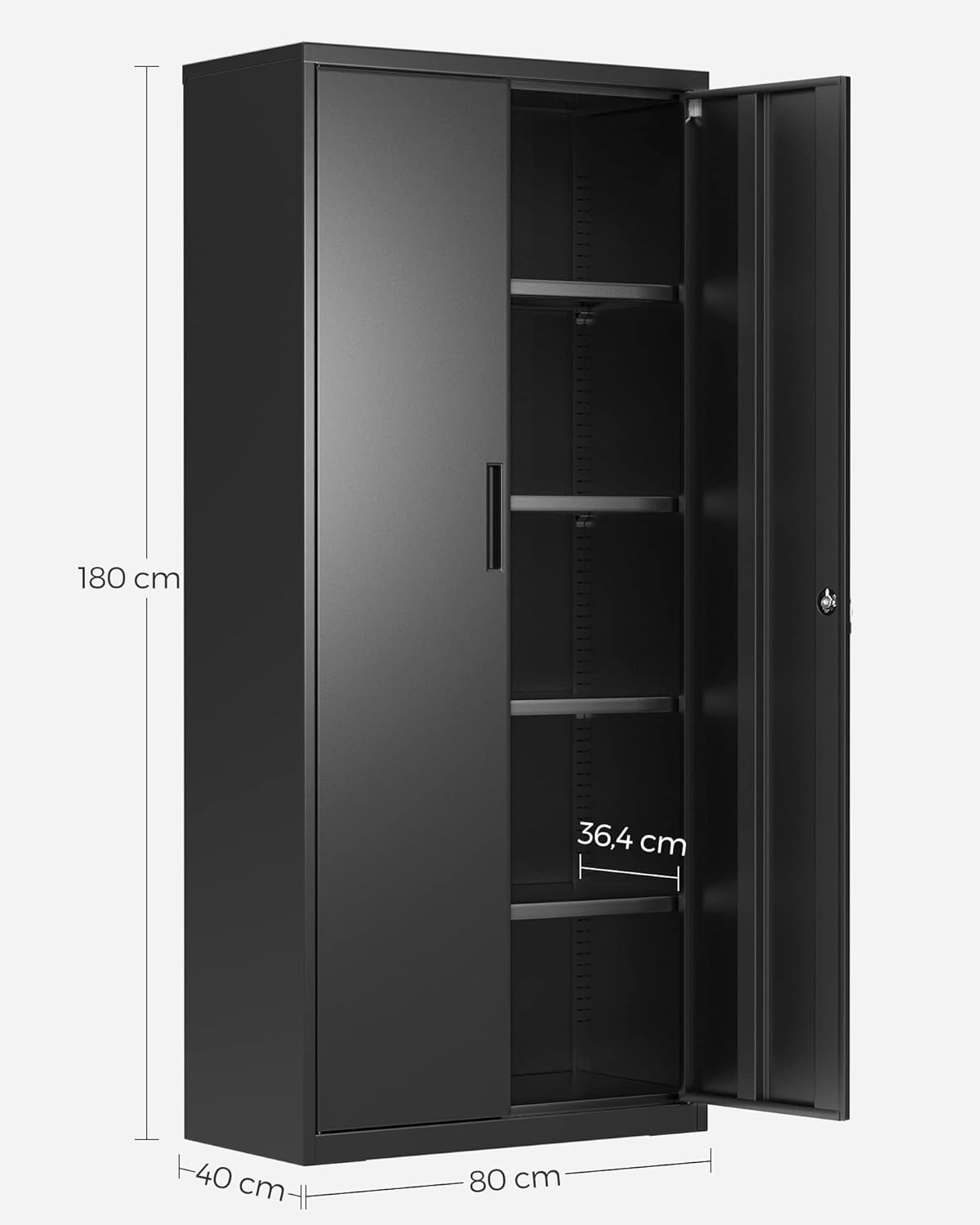 SONGMICS 5-Tier Metal Filing Cabinet with Lock, Black