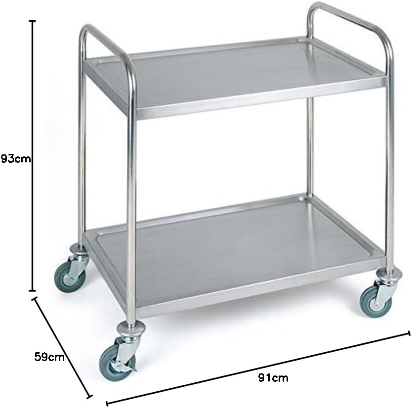 APS Stainless Steel Serving Trolley, 2 Shelves, 91x59x93 cm