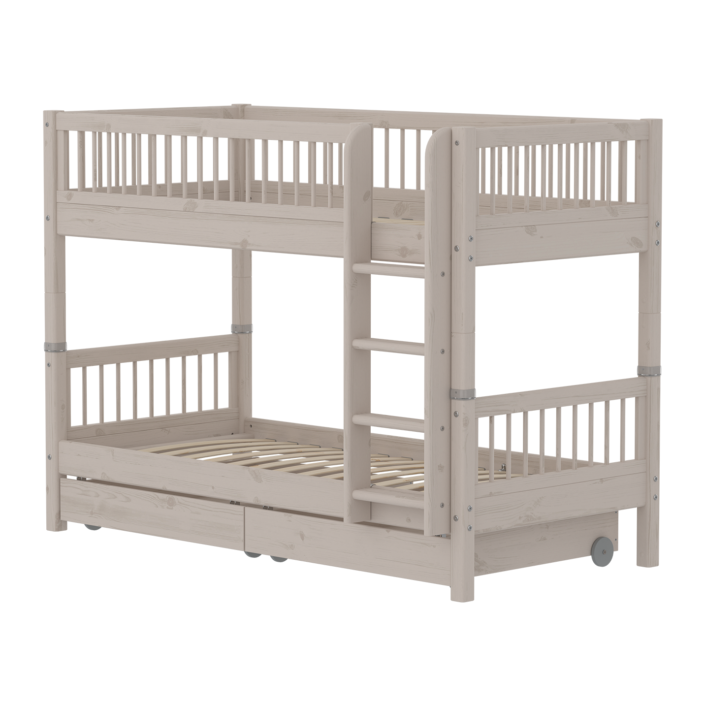 Bunk Bed 154 cm with Storage and Safety Rail, 90x200 cm, Grey