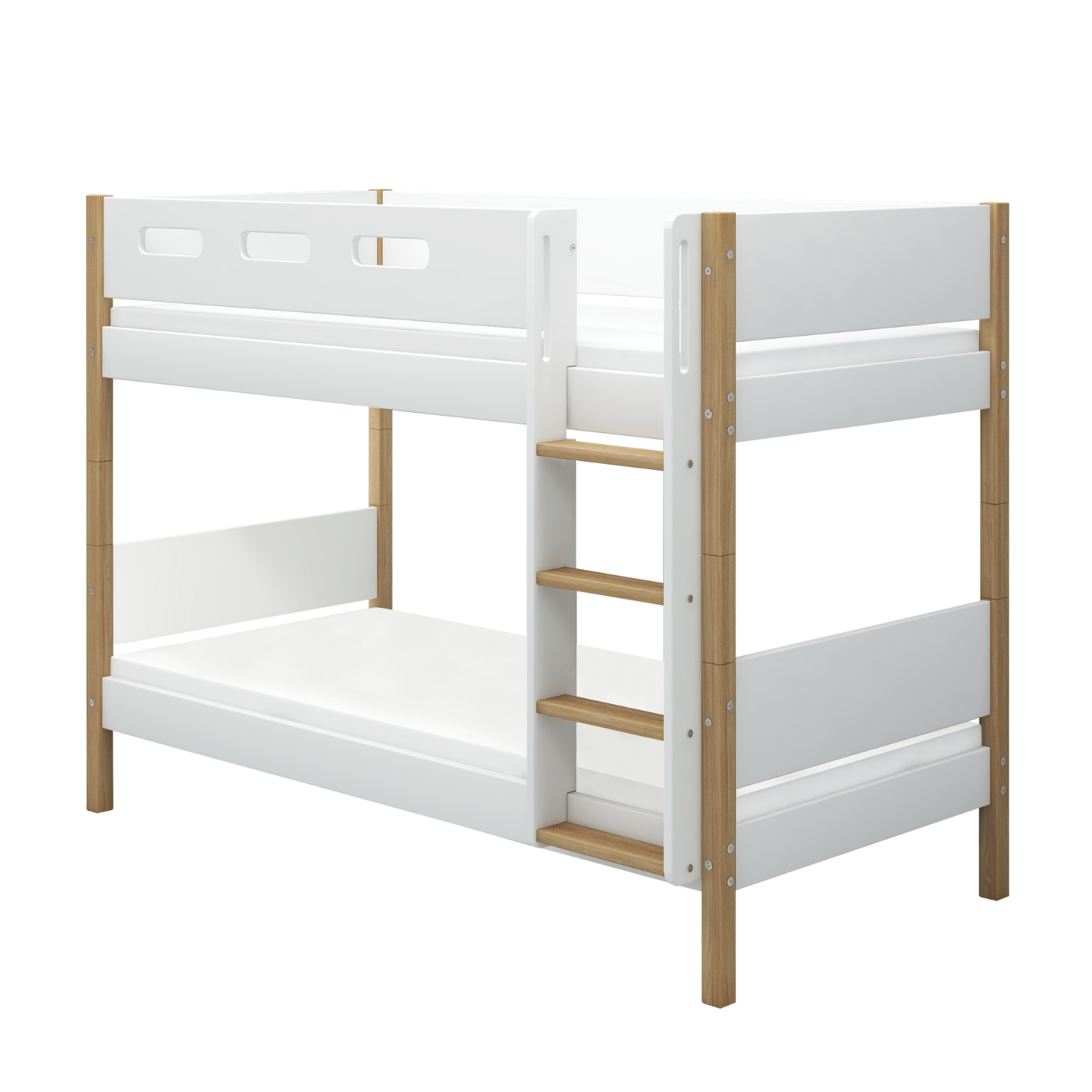 Bunk Bed 154 cm with Straight Ladder and Safety Rail, 90x200 cm, White/Oak