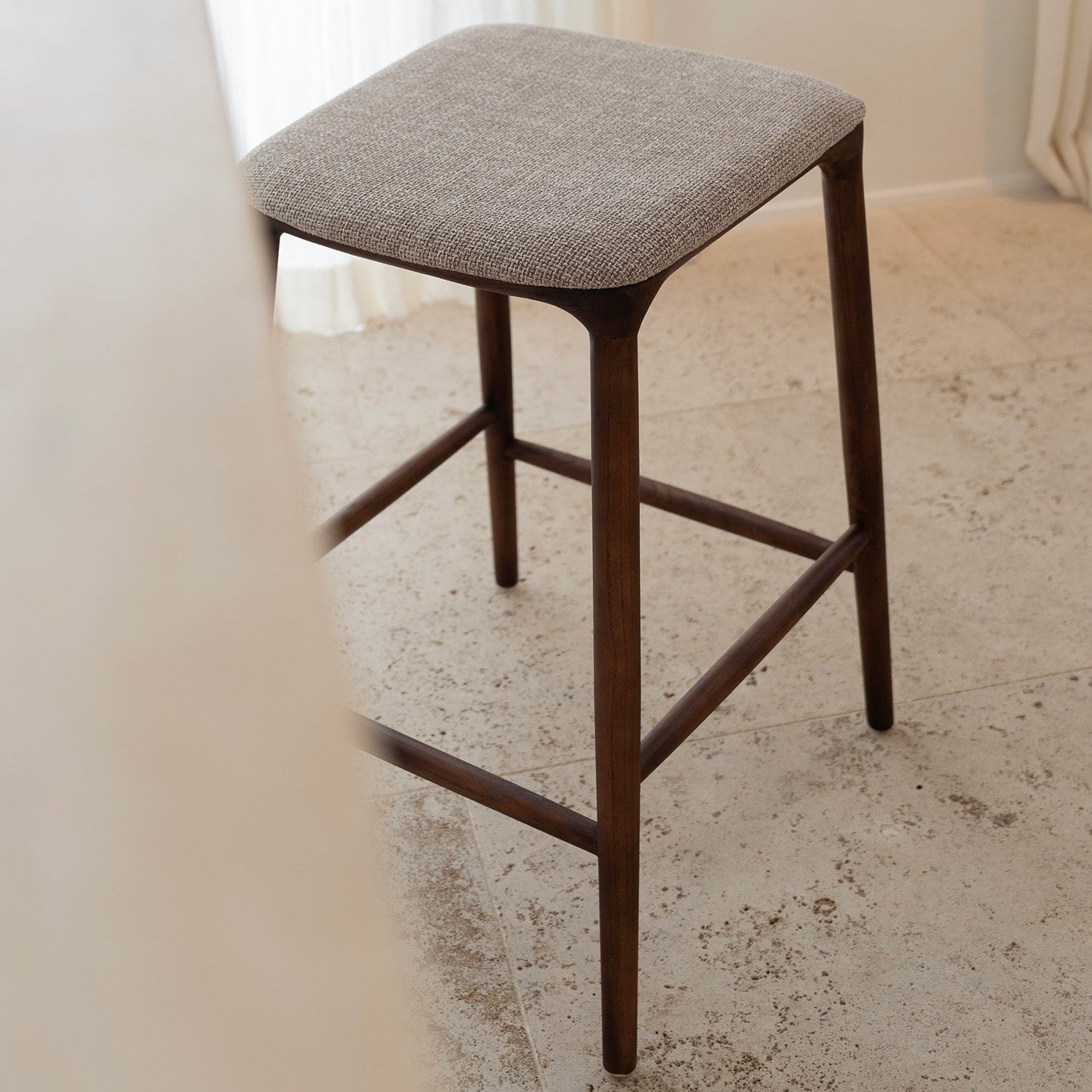 Nora backless bar comfort taupe - Walnut