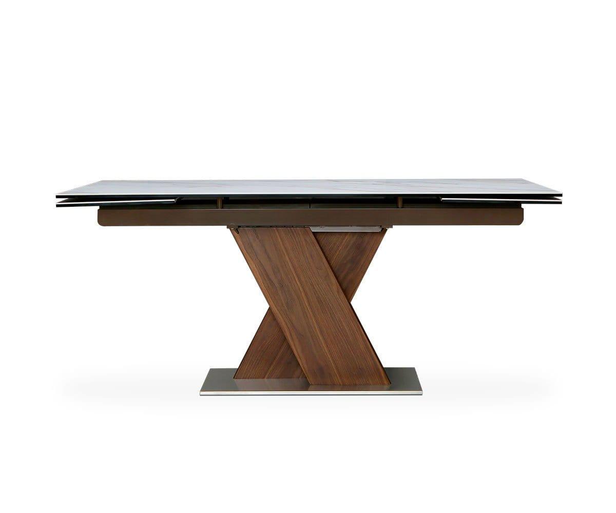 Acero Extension Dining Table - White Ceramic/Walnut Veneer